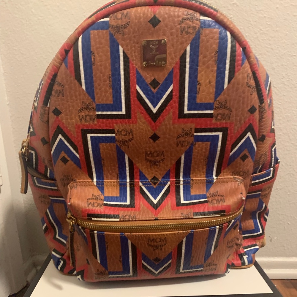 MCM Stark Gunta Visetos Faux Leather Backpack
